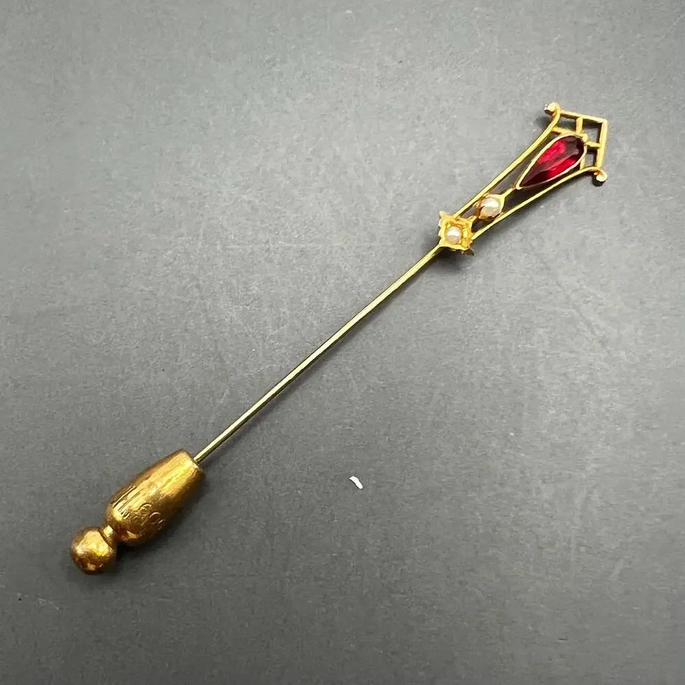Antique Victorian 10kt Gold Paste Stone Stick Pin